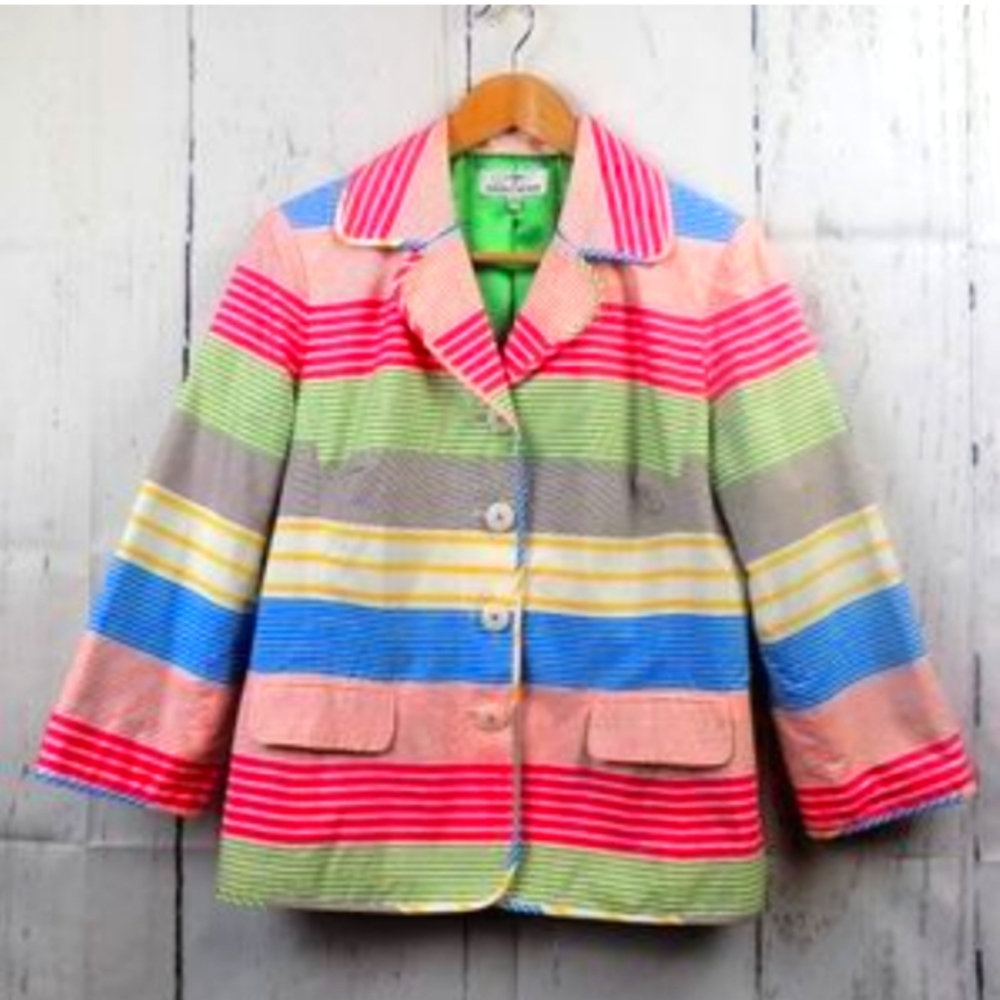 Andrea Becker Striped Cotton Blazer